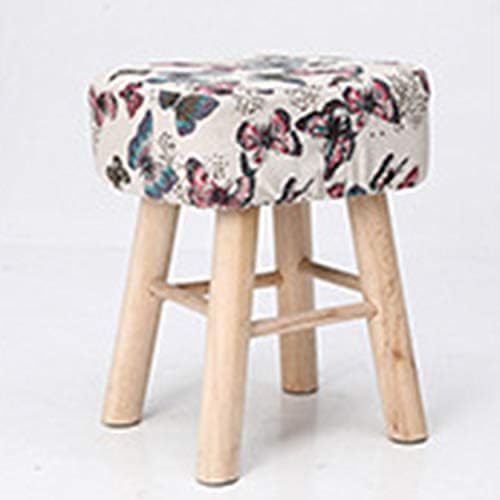 YYZSL Stools & Bar Chairs Furniture Square Ottoman Foot Stool 4 Leg Stands Square Shape Long Leg | Linen Fabric Furniture (Pattern : Butterfly)