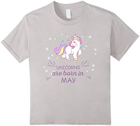Kids Unicorns Are Born in May - Cute Princess T-shirt 10 Silver