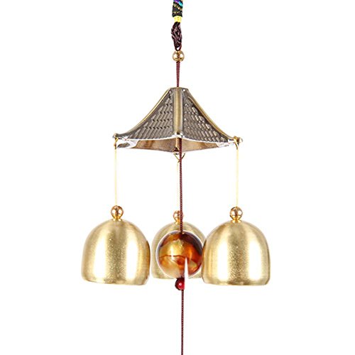 Patgoal Antique Copper 3 Bells Lucky Wind Chimes Outdoor Home Decoration