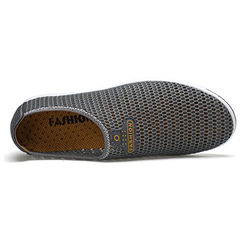 BEFAiR Men's Lightweight Mesh Shoes Stylish Comfort Casual Slip On Loafers Breathable Water Shoes Walking Sneakers Grey