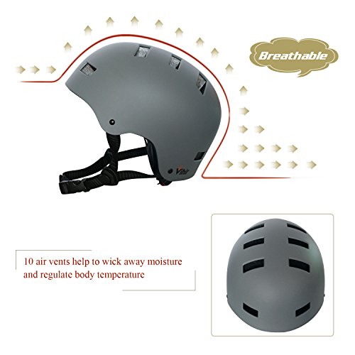 Multi Sports Bike Skateboard Helmet- Vihir Classic Adult and Kids Adjustable Dial Helmet, Dark Gray, M
