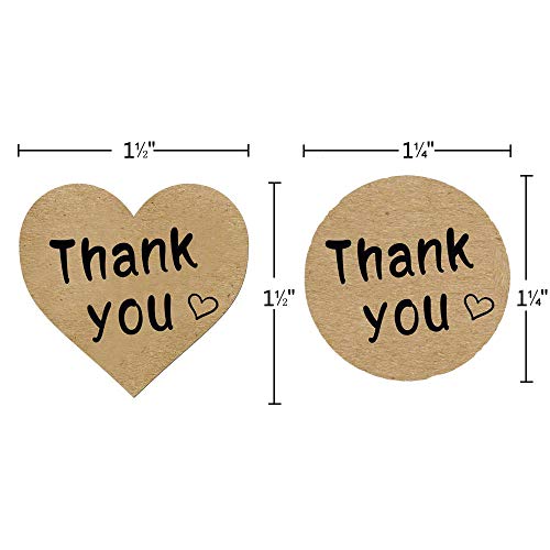 Thank You Stickers Roll 1000pcs Adhesive Labels Kraft Paper with Black Hearts, Decorative Sealing Stickers for Christmas Gifts, Wedding, Party - Thumbnail 3