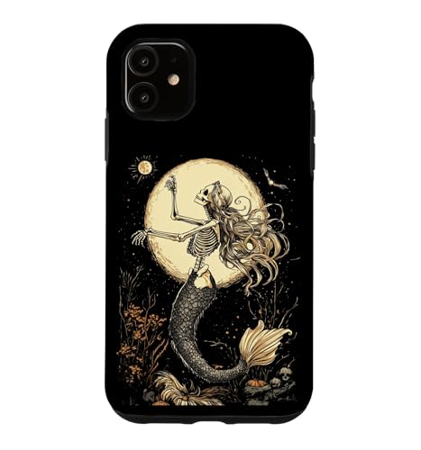Moonlit Mermaid Skeleton Mystical Halloween Fantasy Gothic Case for iPhone 11
