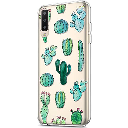 ikasus Case for Galaxy A50,Crystal Clear Art Panited Design Soft & Flexible TPU Ultra-Thin Transparent Soft Rubber Gel TPU Protective Case Cover for Galaxy A50 Silicone Case,Cactus Prickly pear