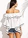 Floerns Women's Off The Shoulder Bell Sleeve Ruffle Loose Blouse Crop Top White M