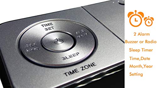 iTOMA Alarm Clock Radio, Digital FM Radio, Dual Alarm, Cell Phone USB Charge Port, Night Light, Auto & Manual Dimmer, Snooze, Sleep Timer,Battery Backup (CKS507)
