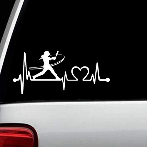 Bluegrass Decals Softball Girl Batter Batting Heartbeat Lifeline Decal Sticker K1072 - //coolthings.us