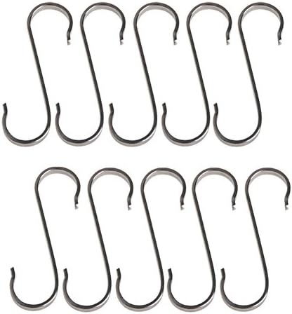Whatsin S Shape Flat Hanger Heavy-Duty Stainless Steel Utility Hooks Cloth Towel Bag Holder Clasp Space Saving Organizer (10-Pack, Silver)
