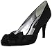 Nina Women's Forbes Satin Peep-Toe Pump,Black Luster,6.5 M US