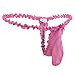 Freebily Men's Lace Thongs G String Sissy Pouch Panties Sheer Mesh Underwear Lingerie Hot Pink Medium (waistline 29.0-43.0