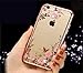 [Secret Garden] Miniko(TM) Beauty Luxury Butterfly Floral Flower Diamonds Shiny Plating Frame Plating Bumper Soft Flexible TPU Transparent Skin Case for iPhone 7 Plus Rhinestone Rose Gold Pink