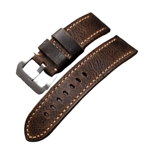 SUNJIA Handmade Genuine Leather Strap 20 21 22 23 24 26MM Brown First Layer Cowhide Soft Men,