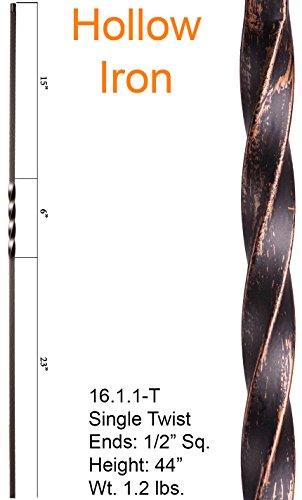 Oil Rubbed Bronze 16.1.1-T Hollow Single Twist Iron Baluster for Staircase Remodel , Box of 5