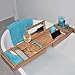 - THIS ONE HAS A MIRROR - Our Luxury Bamboo Bathtub Tray / Bathtub Caddy with MIRROR also comes with Extending Non Slip Sides, Wine Glass Holder, 2 Removable Storage Shelves & Much More