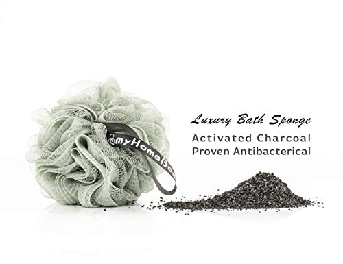 Luxury Bath Sponge Shower Pouf Large (70g) with Activated Charcoal 3 Pack - Thumbnail 2