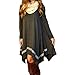 Leezeshaw Womens Long Sleeve Loose Irregular Hem Autumn Dress
