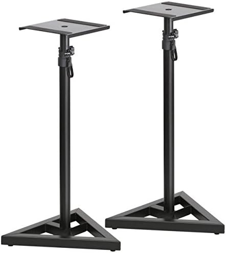 New Black Set of 2 Speaker Stand Pair Adjustable Height Monitor Studio Speaker Concert Band Stage DJ Light Weight