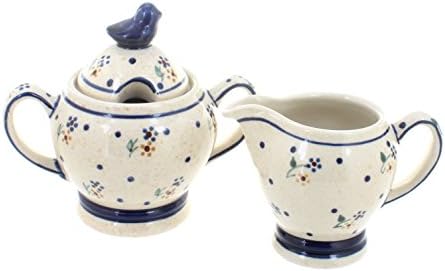 Blue Rose Polish Pottery Country Meadow Cream & Sugar