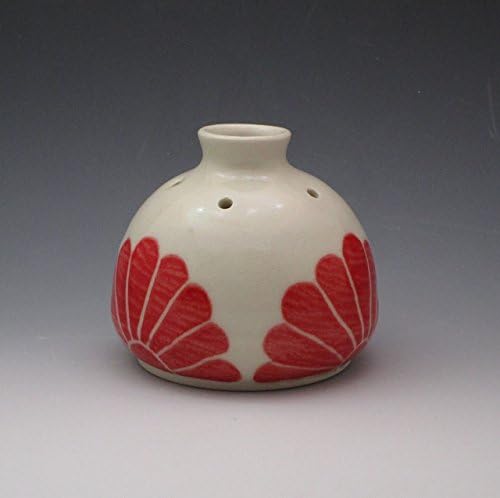 Porcelain Bud Vase, Essential Oil Reed Diffuser, Handpained in Red Flower design