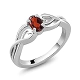 0.55 Ct Oval Natural Red Garnet 925 Sterling Silver Ring