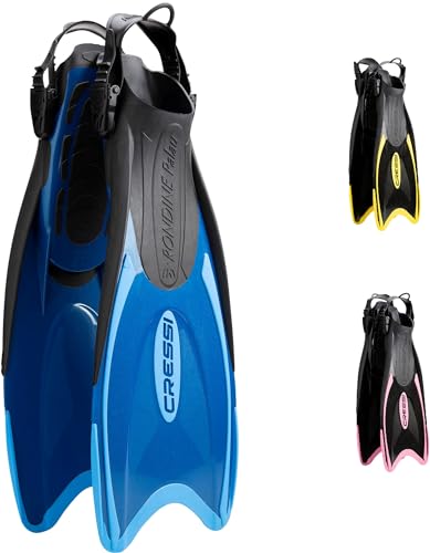 Cressi Palau Fins - Verstellbare Flossen für Erwachsene zum Schnorcheln und Schwimmen, Blau/Azurblau Lange Flossen, L/XL (44/47)