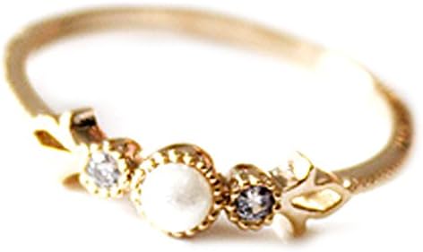 Excelsia "Fleur de Lis" 14K Rose Gold-Plated Ring with Simulated Pearl, Size 7