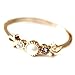 Excelsia 'Fleur de Lis' 14K Gold-Plated (Rose/White/Yellow) Dainty CZ Ring with Simulated Pearl