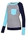 Naier Casual Womens Tops Leggings Rglan Long Sleeve Sweatshirt Color Block T-Shirts Light Blue M