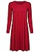 Women's Plain Cute Simple Tshirt Dress (L, Burgundy)