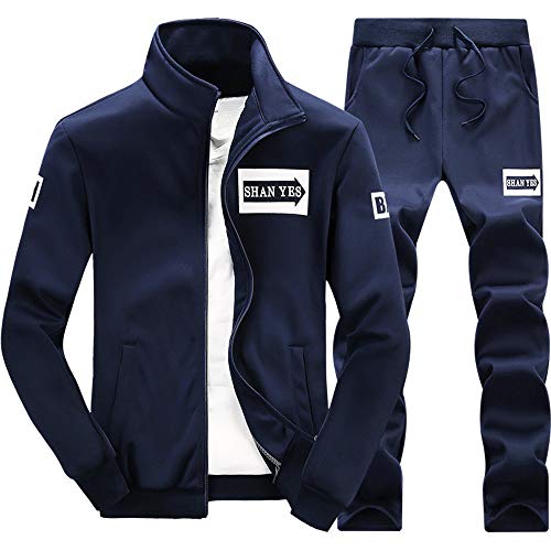 MANTORS Men's Full Zip Tracksuit Casual Jogging Sweat Suits D75 Blue 2XL