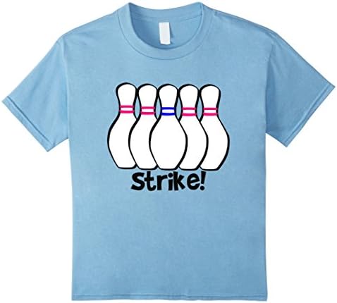 Kids Bowling Pins Alley Ball Strike T-shirt Boys Girls Youth  8 Baby Blue