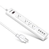 Bototek Surge Protector Power Strip with 4-Port USB Charging Ports and 4 AC Outlets