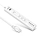 Power Strip，Bototek Surge Protector 4-Port USB Charging Ports and 4 AC Outlets,1250W USB Power Strip with 6 Feet Long Cord for Smartphone Tablets Home,Office & Hotel- White