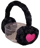 N'Ice Caps Girls Soft Velboa Faux Fur Ear Muffs with Heart Embroidery