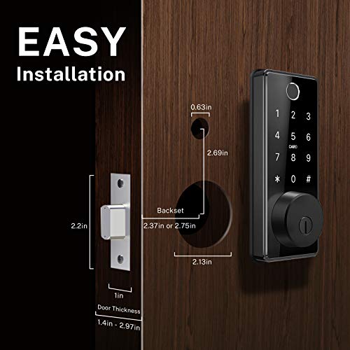 Bonep Security Smart Lock Touch Biometric Fingerprint Keyless Entry Door Lock,Bluetooth Electronic Deadbolt Lock,Smart… - Image 3