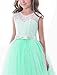 Maxi Long Floor Length Elegant Flower Girls Dresses For Wedding Birthday Pageant Prom Party Dresses Sleeveless Girl Dress Ball Gowns Lace Formal Sundresses Size 7-16 (Mint Green, 160)