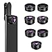 Phone Camera Lens,7 in 1 Cell Phone Lens Kit -120°Wide Angle Lens,Macro Lens,198°Fisheye Lens,Starburst Lens,2X telephoto,CPL,6 Kaleidoscope,Clip-On Compatible iPhone Samsung and Most Smartphone