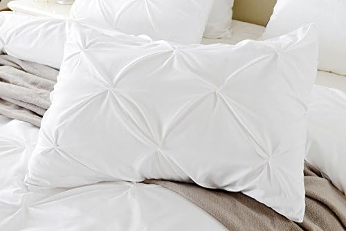 Kotton Culture Set of 2 Pillow Shams Pinch Pleated 100% Egyptian Cotton 600 Thread Count Super Soft Decorative Hotel Class Bedding (Queen/Full, White)