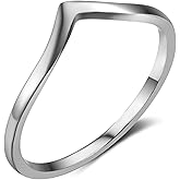 CCBFY Stainless Steel V Shaped Wedding Band Engagement Promise Ring for Women Pointed Chevron Classical Simple Plain Statement Ring