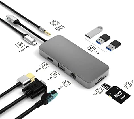 Jeukidi USB C Hub 10 In Docking Station Gigabit Ethernet