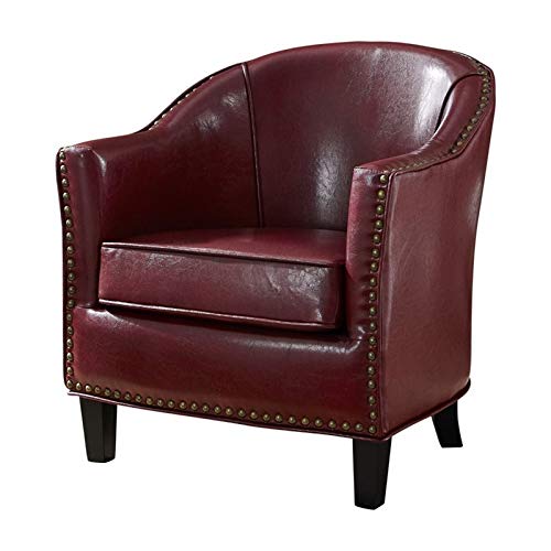Simpli Home AXCTUB-004-RRD Kildare 29 inch Wide Transitional Tub Chair in Radicchio Red Bonded Leather - Thumbnail 7