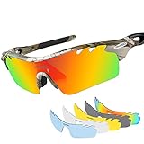 AKASO Men's Chameleon Multisport Polarized Sunglasses with 5 Interchangeable Lenses and 100% UV Protective Cycling Sunglasses (Camouflage/Black)