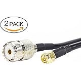 SMA Male PL259 to UHF Female SO239 Extension Cable Connectors, 2pcs 20inch / 50cm - for Yaesu, Icon, Alinco, Kenwood, Wouxun &amp; TYT Amateur Radios by Eagles (TM)