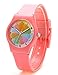 Zeiger New Cool Kids' KW021 Analog Display for Easy Read Time Teacher Young Girls Watch with Rainbow Dial Silicone Band (Pink)