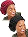 2 Pieces Large Satin Cap Double Layer Bonnet Night Sleeping Hat for Women, 2 Colors (Color Set 1)