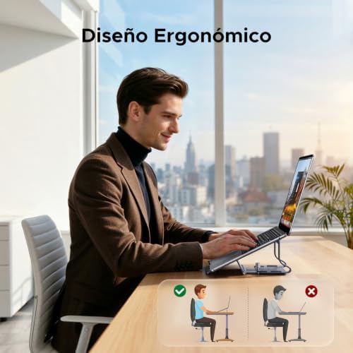 Suporte horizontal vertical 2 em 1 para portátil cinzento