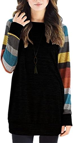 RooZooe Women's Colorful Long Sleeve Lightweight Sweatshirt Tunic Tops
