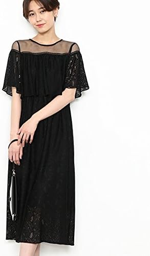 Amazon アダム エ ロペ レディース Adam Et Rope レース チュールコンビワンピース 01ブラック F ワンピース チュニック 通販