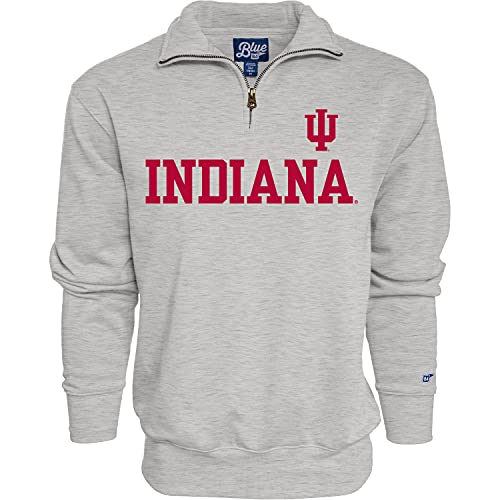 Blue 84 Men's Indiana Hoosiers Quarter Zip Sweatshirt Grey, Grey, Medium