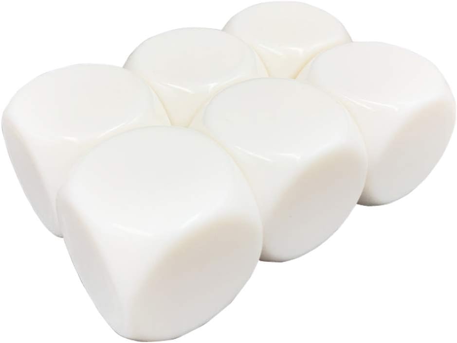JEVERGN Large Blank White Dice, 30mm Rounded D6 Die Cubes